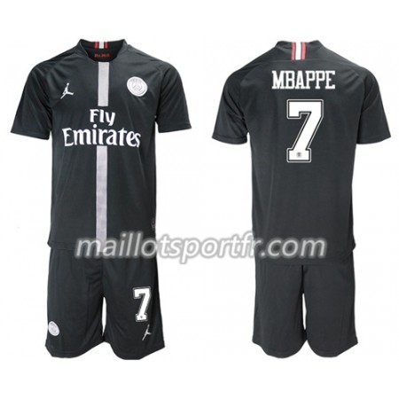 Maillot de Foot Paris Saint Germain Mbappe 7 Jordan Noir Enfant Troisieme 2018/19